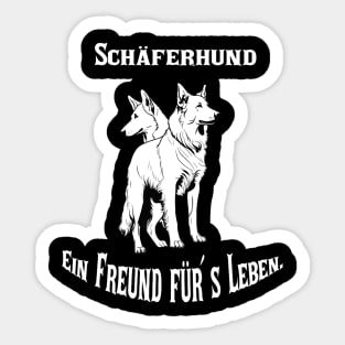 Unsere treuen Begleiter: Zwei Seelen, Ein Herz - Romantische Schönheit eines Weißen Schäferhundpärchens. Sticker